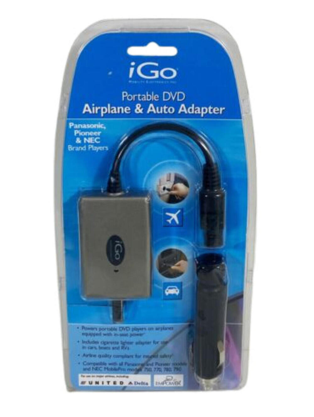 iGo Portable DVD Airplane & Auto Adapter Dvd Power On The Go 2003 New